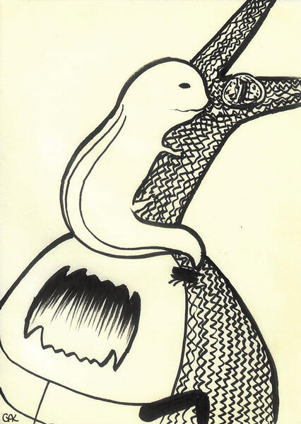 A lizard's chilling on a tree that turns out to be a giant beetle. The beetle is bugged.