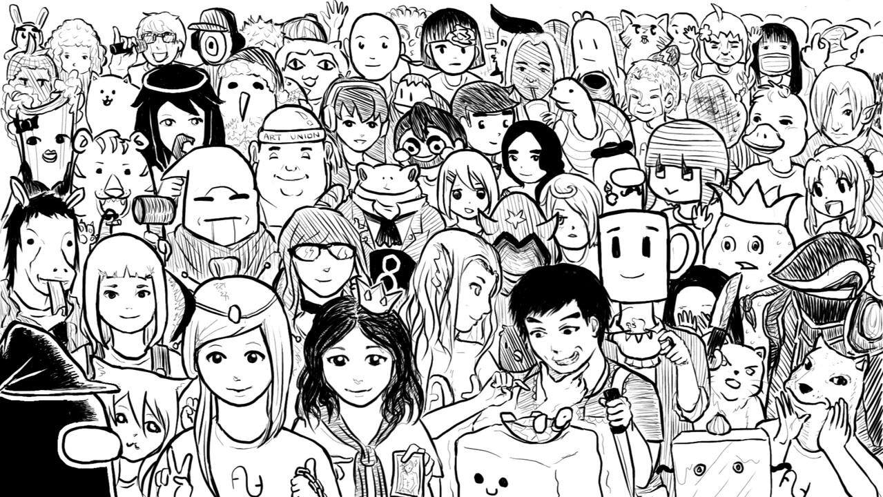 Commemorative doodle for reaching 1000 members (2020)